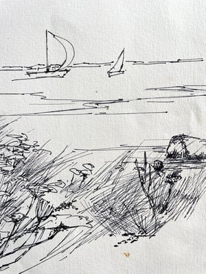 Image of VINTAGE DUTCH DRAWING: LANDSCAPE #9