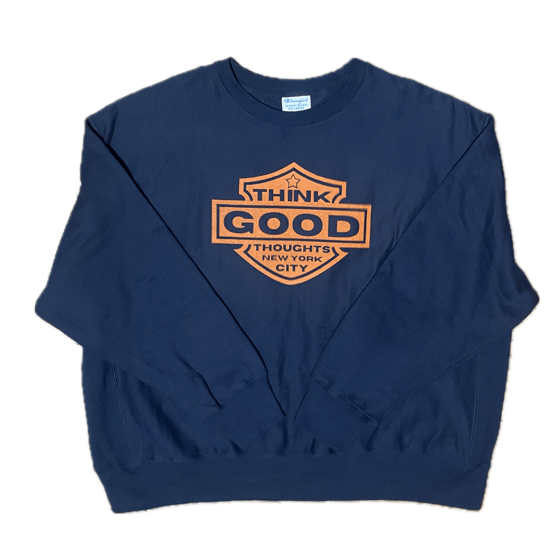 Image of Motorcycle Logo x Champion Reverse Weave Crewneck - Navy