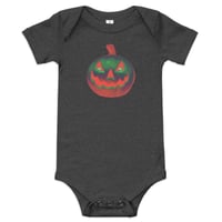 Image 1 of Baby Short Sleeve Onesie - Jack O Lantern Retro Orange Glow