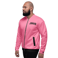 Image 4 of Unisex Bomber Jacket Dark Pink & Black