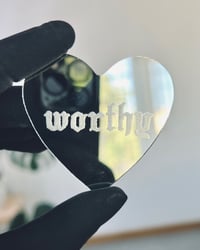 Image 2 of Worthy - heart shaped mini mirror