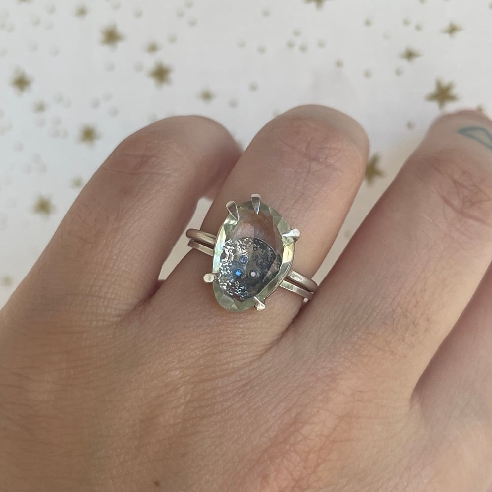 Image of green moon ring set