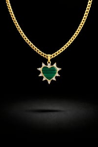 Image 2 of Jade Heart Pendant Necklace 