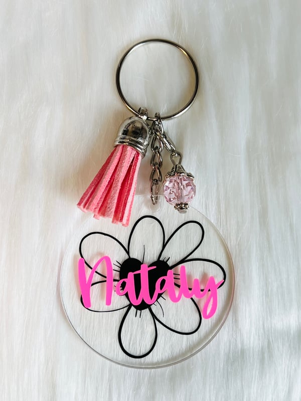 Image of Cute flower personalized keychain