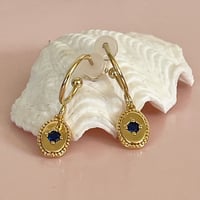 Image 1 of Little Oval Blue Star Hoops