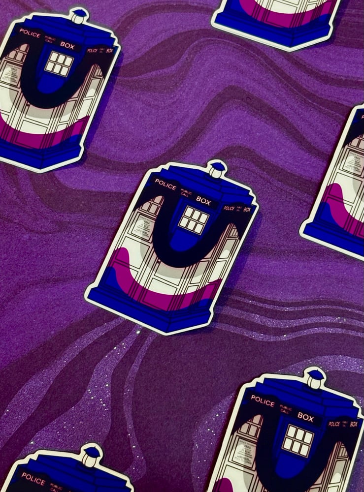 Image of Asexual Pride Tardis Sticker