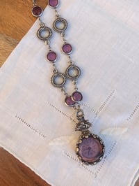 Image 1 of Vintage Purple Pocket Watch Necklace