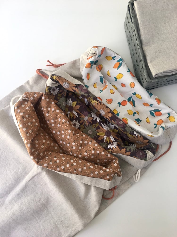 Image of Double Layer Linen and Organic Cotton Bread Bag