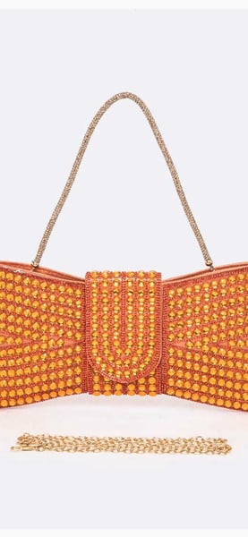 Image of Orange Pave Stone Bot Tie Clutch Bag