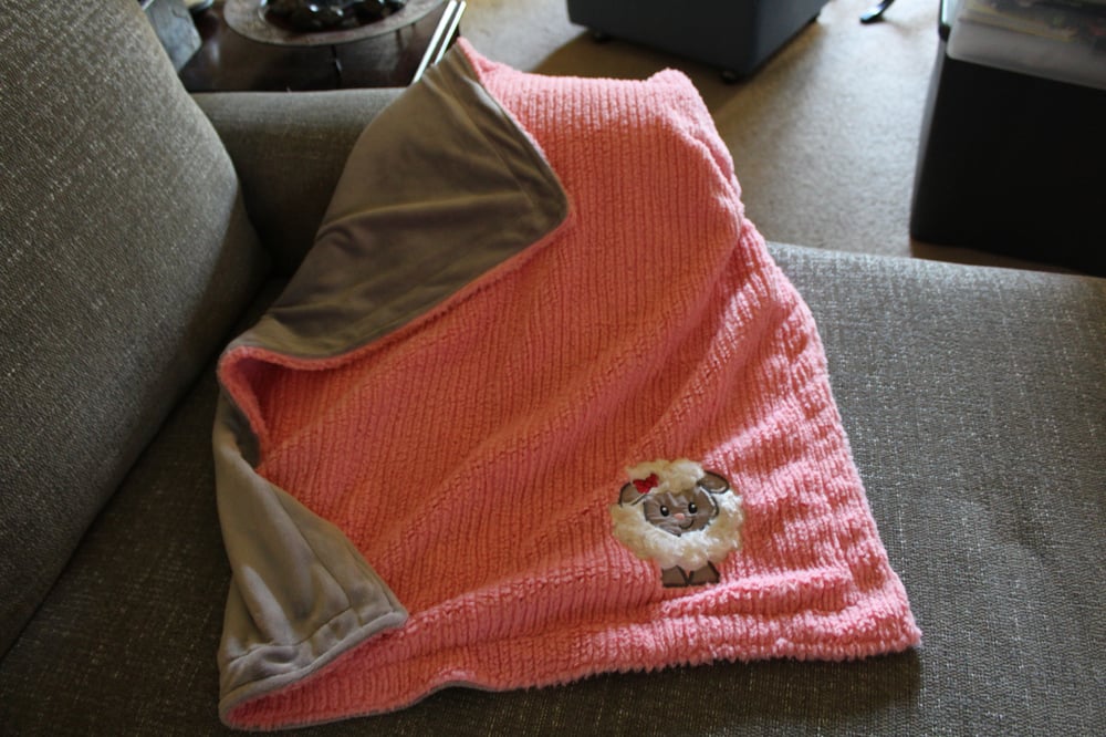 Image of Coral Chenille baby Blankets with Shep