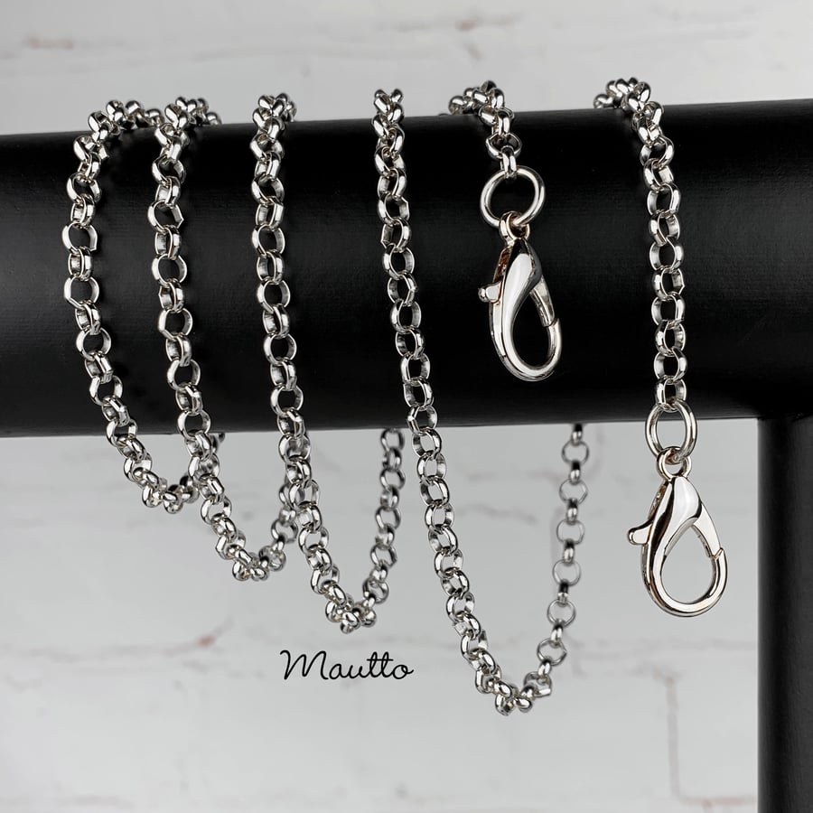 Image of NICKEL Chain Luxury Strap - Classic Rolo Chain - Extra Petite - 3/16" Wide - Choose Length & Clasps