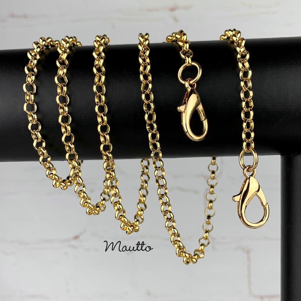 Image of GOLD Chain Luxury Strap - Classic Rolo Chain - Extra Petite - 3/16" Wide - Choose Length & Clasps