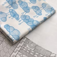 Image 1 of  Weather Pattern Fabric - Sky Blue on White 