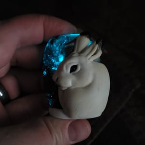 Image of XL. Snuggled Snowshoe Hare - Flamework Glass Bead