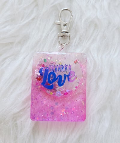 Image of Boy with Luv music player resin shaker keychain