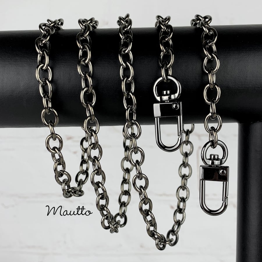 Image of GUNMETAL Purse Chain Strap - Petite Rolo Chain - 1/4" (7mm) Wide - Choose Length & Hooks/Clasps