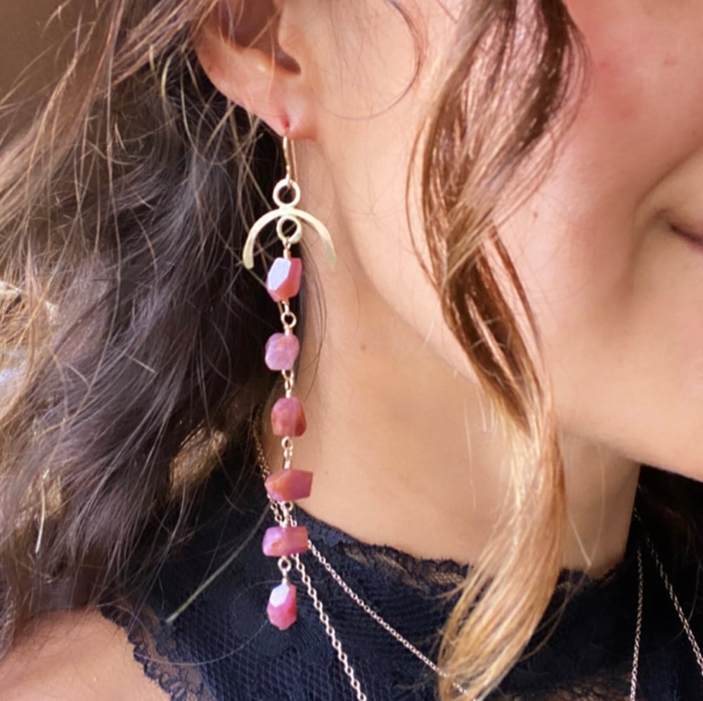 Image of Raw Ruby earrings for Cathy