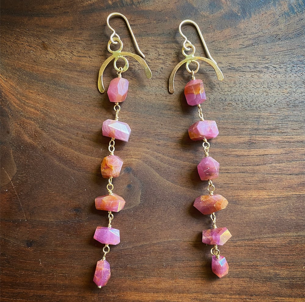 Image of Raw Ruby earrings for Cathy