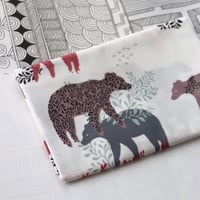 Image 1 of Bear Day Fabric - Purple and Grey 