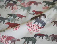Image 2 of Bear Day Fabric - Purple and Grey 