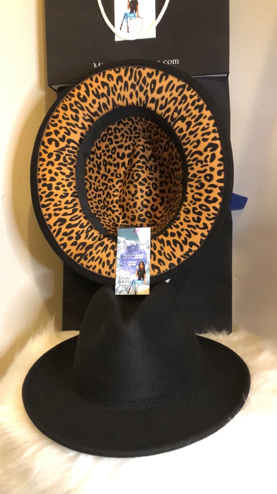Image of Dirty Diana Fedora in Black with Leopard bottom 