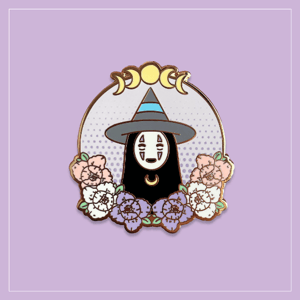 Image of Spoopy Pastel Witchy Studio Ghibli No Face Hard Enamel Pin