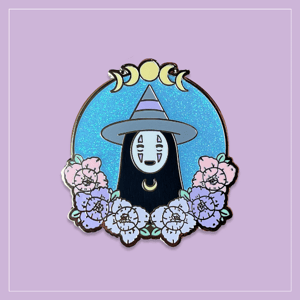 Image of Spoopy Pastel Witchy Studio Ghibli No Face Hard Enamel Pin