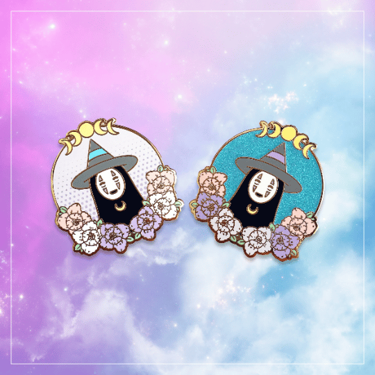 Image of Spoopy Pastel Witchy Studio Ghibli No Face Hard Enamel Pin