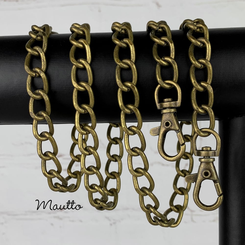 Image of ANTIQUE BRASS Chain Strap - Wide Classy Curb - 3/8" (10mm) Wide - Handle to Crossbody Lengths