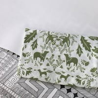 Image 1 of Forest Story Damask Pattern Fabric - Olive Green