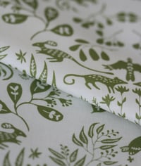 Image 2 of Forest Story Damask Pattern Fabric - Olive Green