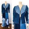 1970s Love Melody Patchwork Denim Rhinestone Top / Jacket & Maxi Skirt Set