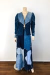 1970s Love Melody Patchwork Denim Rhinestone Top / Jacket & Maxi Skirt Set