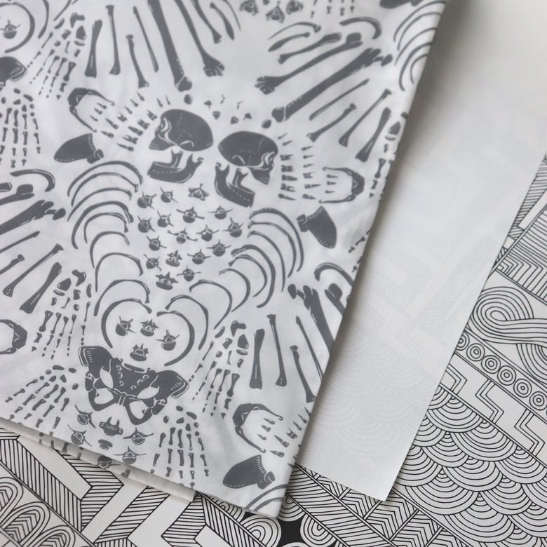 Image of Charnel Damask Print Fabric - Grey