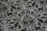 Image 2 of Forest Story Damask Print Fabric - Black and Grey