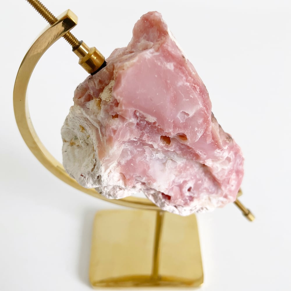 Image of Pink Opal no.61 + Brass Arc Stand