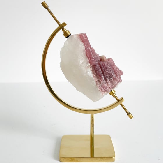 Image of Pink Tourmaline no.61 + Brass Arc Stand