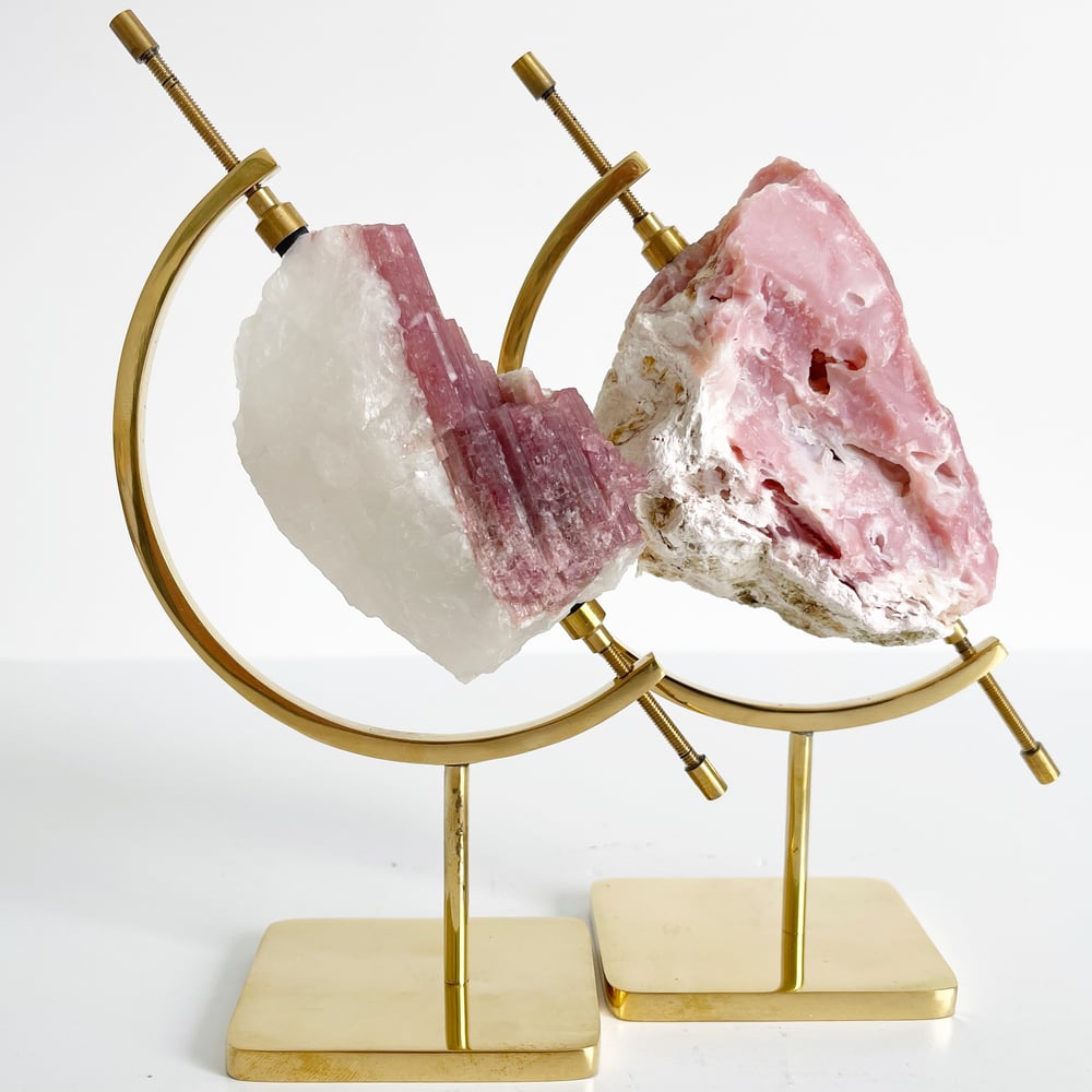 Image of Pink Tourmaline no.61 + Brass Arc Stand