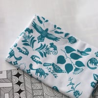 Image 1 of Swan River Damask Print Fabric - Turquoise