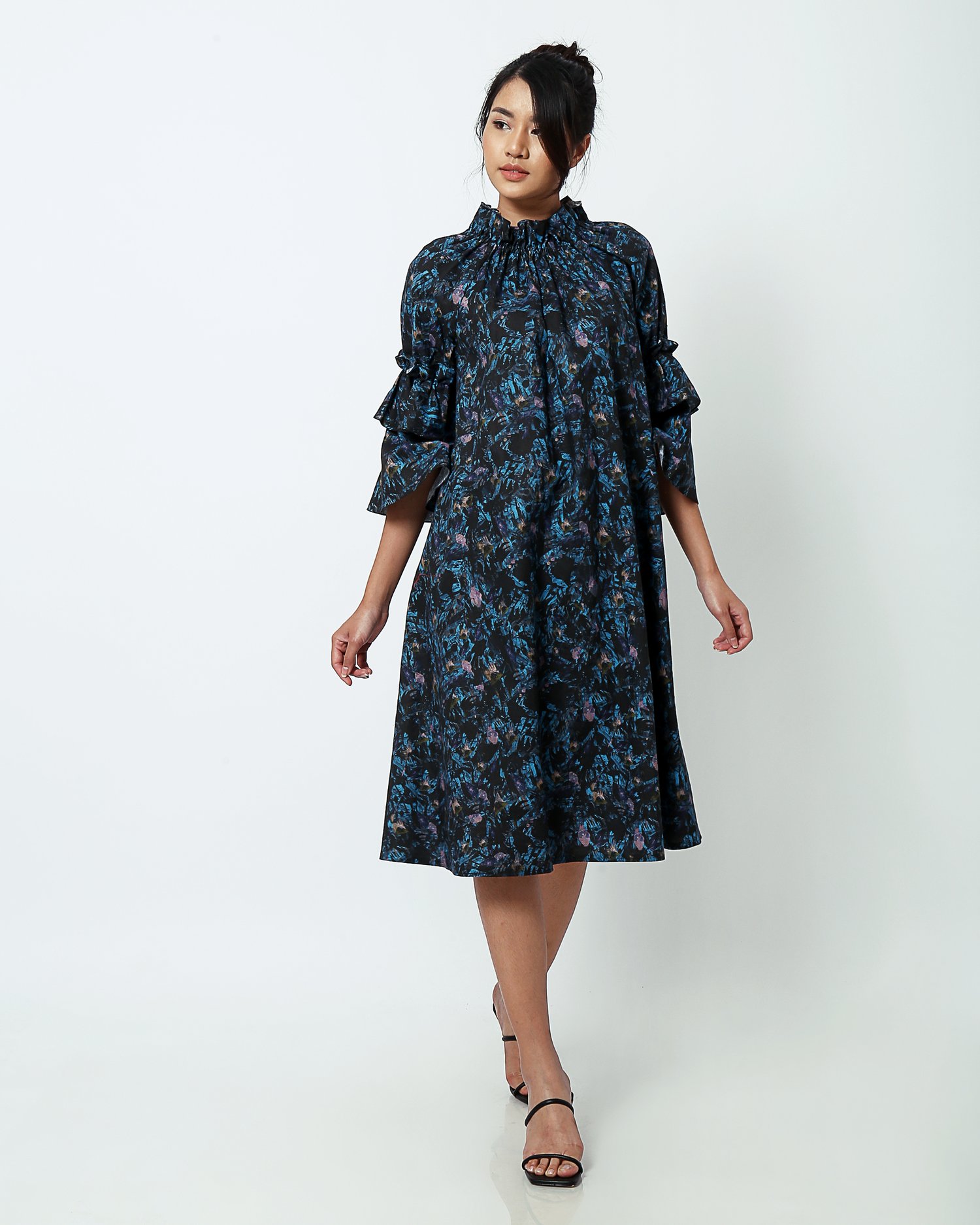 Image of 'Lucienne' Artist Smock Dress. Midi length. 2 Fabric Options.
