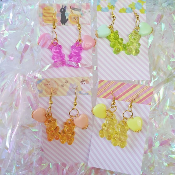 Image of Candy Syrup Kawaii Earrings - Gummy Candy Bears!