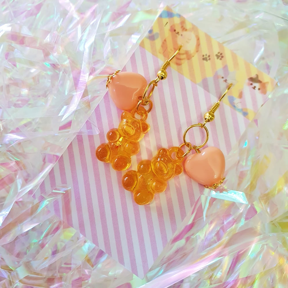Image of Candy Syrup Kawaii Earrings - Gummy Candy Bears!