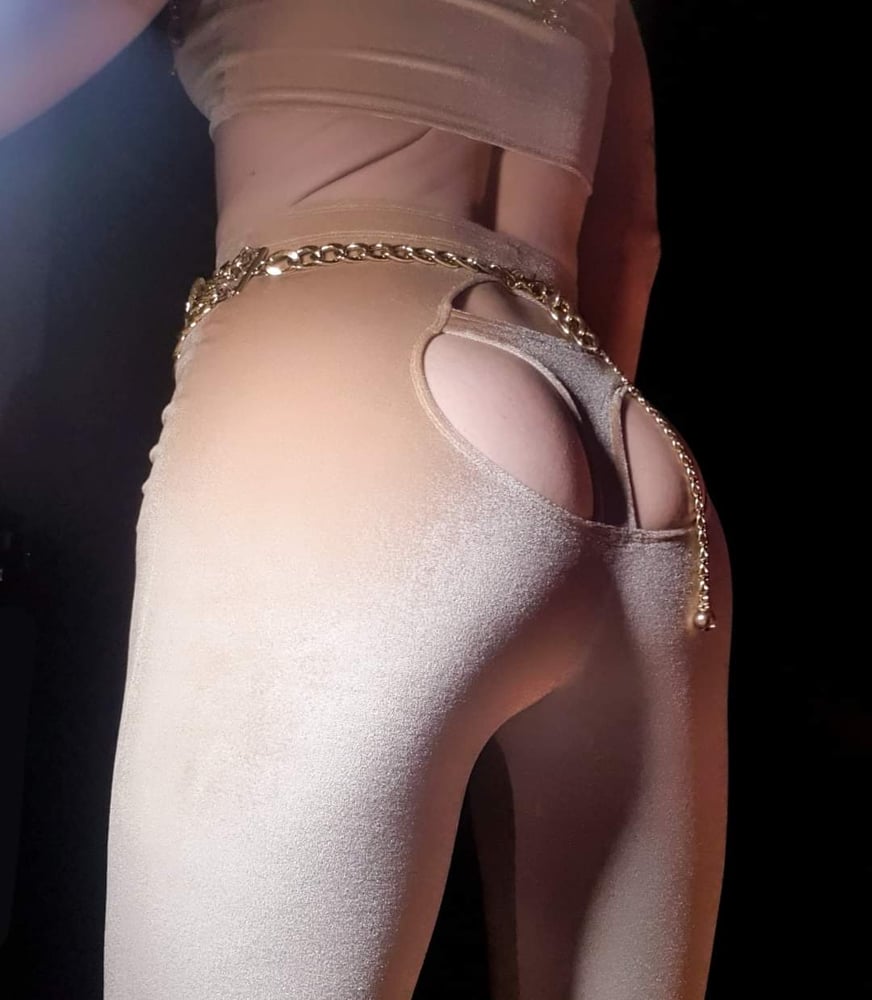 Image of velvet thong pants  (in shiny camel)