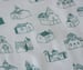 Image of Village Church Fabric - Teal 