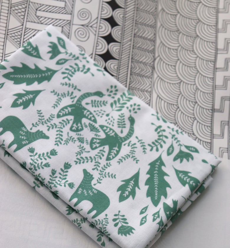 Image of Forest Story Damask Pattern - Cotton Fabric