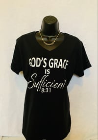 God’s Grace Black Women V-Neck Shirt