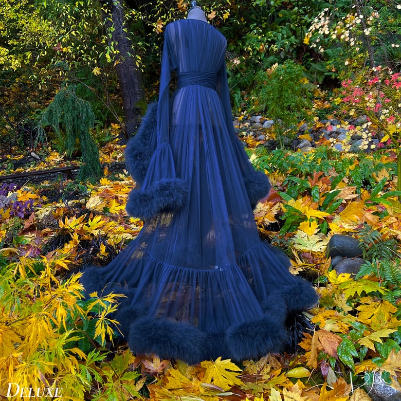 Image of Classic Blue Deluxe "Cassandra" Dressing Gown 