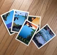 5 Mini Great Lakes (Michigan, Ontario, Erie, Huron, Superior) Vintage Style Travel Art|103