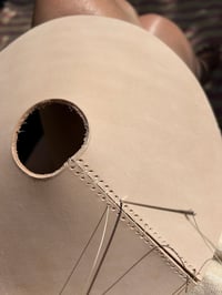 Image 3 of Natural buff leather pendant lampshade 