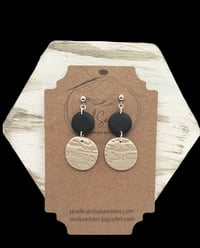 Script stamped circle earrings